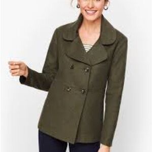 Talbots Olive Brushed Italian Wool Double Breasted Jacket Size 12